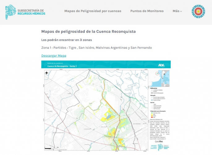 La Provincia suma los mapas de peligrosidad de la Cuenca del Río Reconquista